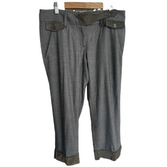 Dolce & Gabbana Women Capri Pants in Houndstooth W Calfskin Details Sz 42 US 10 - Picture 3 of 16